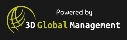 Powered by 3D Global Management LOGO (Black)